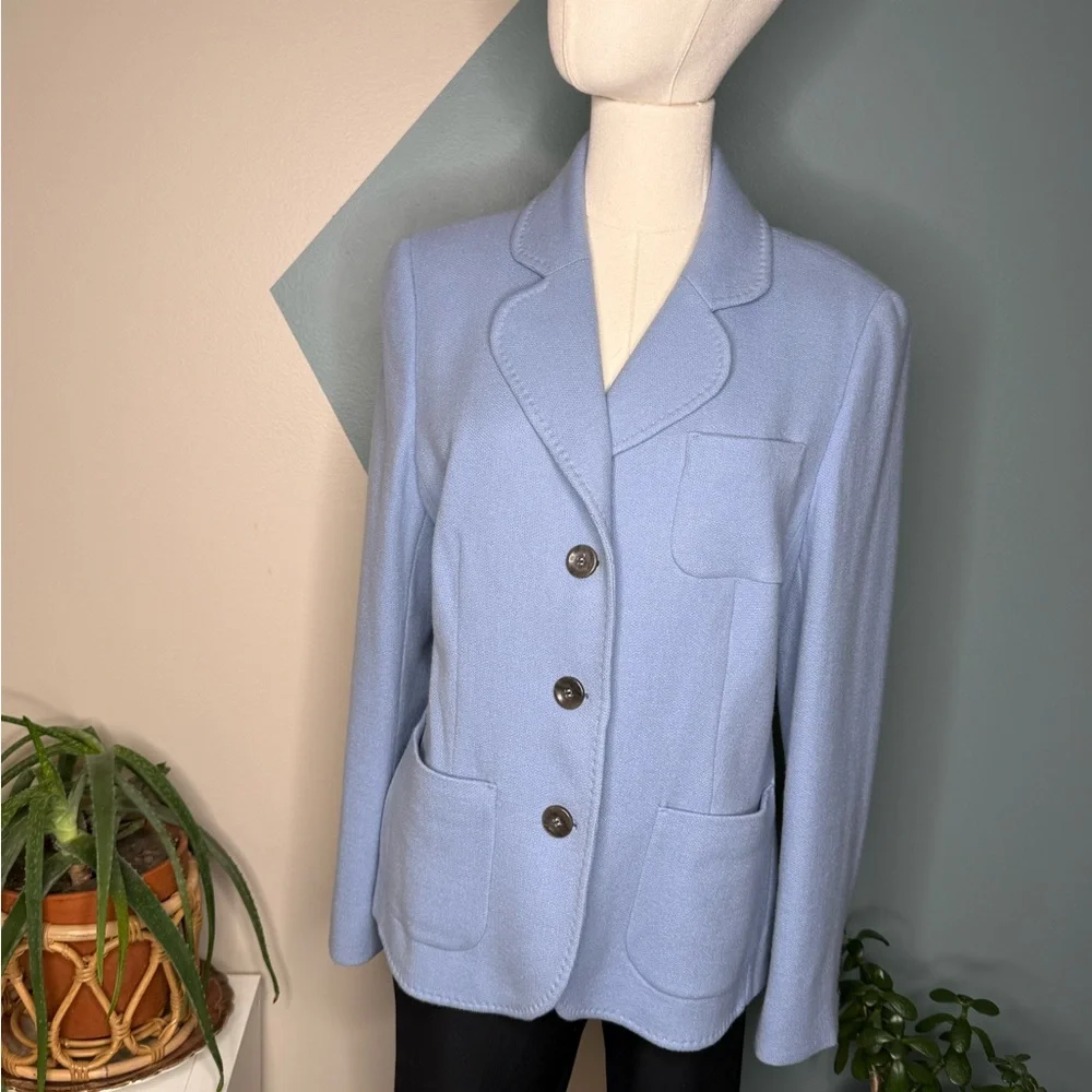 ESCADA Cashmere Blend Blazer 42 Skylight Blue Wool Tailored Jacket EU 42 US 12 - Picture 2 of 15